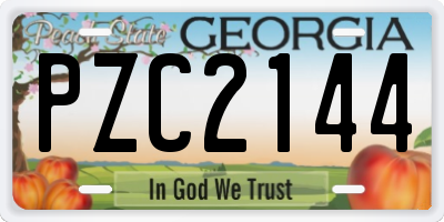 GA license plate PZC2144