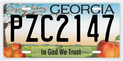 GA license plate PZC2147