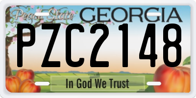 GA license plate PZC2148