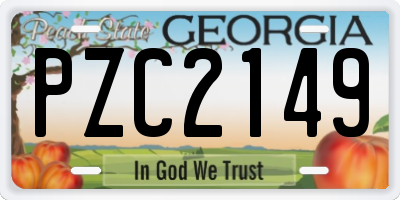 GA license plate PZC2149