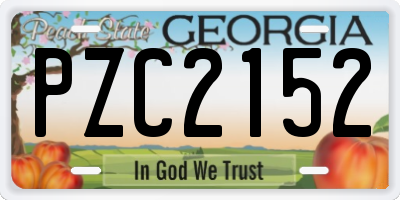 GA license plate PZC2152