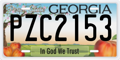 GA license plate PZC2153