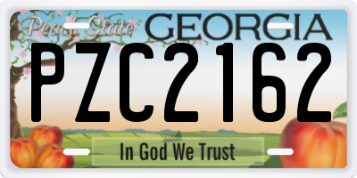 GA license plate PZC2162