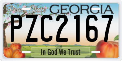 GA license plate PZC2167