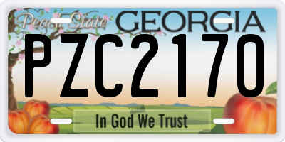 GA license plate PZC2170