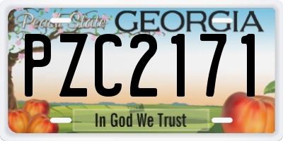 GA license plate PZC2171