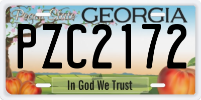 GA license plate PZC2172