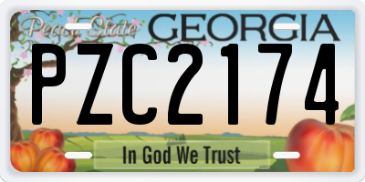 GA license plate PZC2174