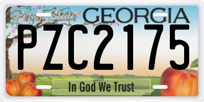 GA license plate PZC2175