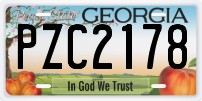 GA license plate PZC2178