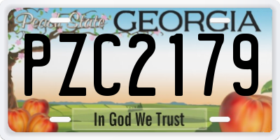 GA license plate PZC2179