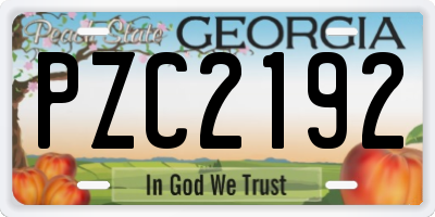 GA license plate PZC2192