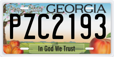 GA license plate PZC2193