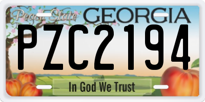 GA license plate PZC2194