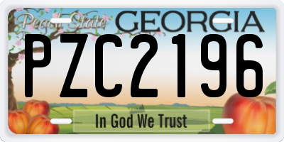 GA license plate PZC2196