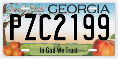 GA license plate PZC2199