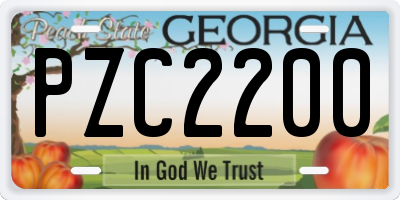 GA license plate PZC2200