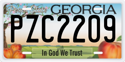 GA license plate PZC2209