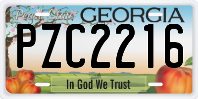 GA license plate PZC2216