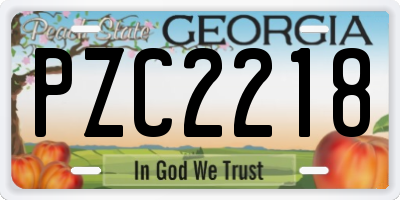 GA license plate PZC2218