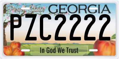 GA license plate PZC2222