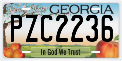 GA license plate PZC2236