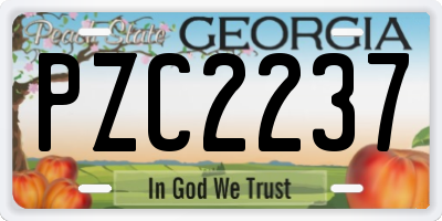 GA license plate PZC2237