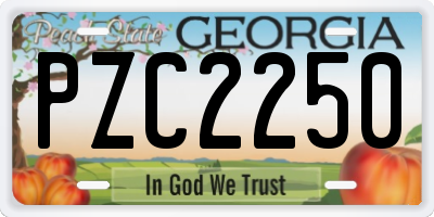 GA license plate PZC2250
