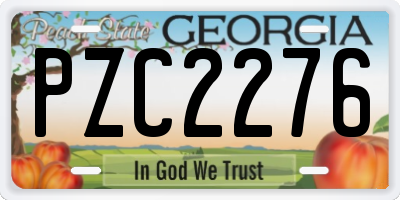 GA license plate PZC2276