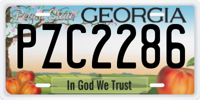 GA license plate PZC2286