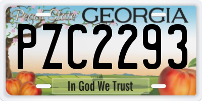 GA license plate PZC2293