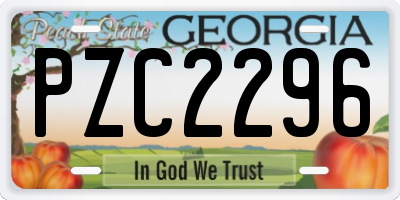 GA license plate PZC2296