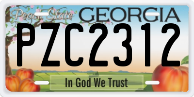 GA license plate PZC2312