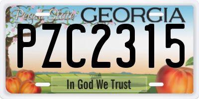 GA license plate PZC2315