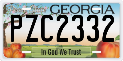 GA license plate PZC2332
