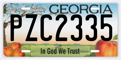 GA license plate PZC2335
