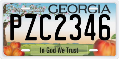 GA license plate PZC2346