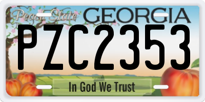 GA license plate PZC2353