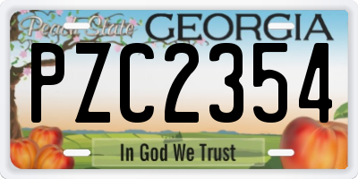GA license plate PZC2354