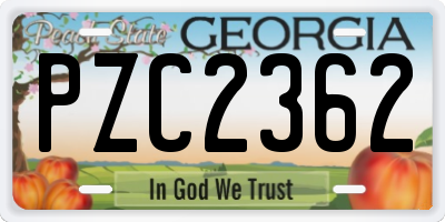 GA license plate PZC2362