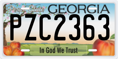 GA license plate PZC2363