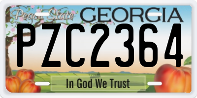 GA license plate PZC2364