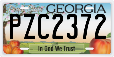 GA license plate PZC2372