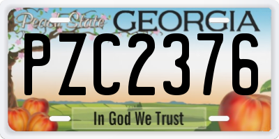 GA license plate PZC2376