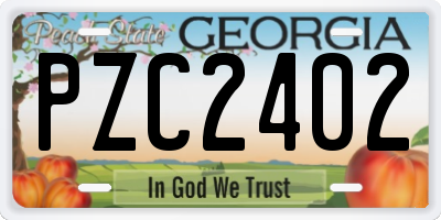 GA license plate PZC2402