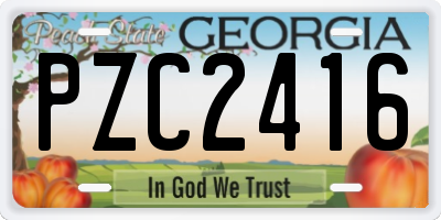 GA license plate PZC2416