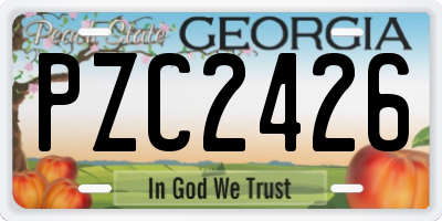 GA license plate PZC2426