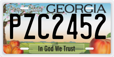 GA license plate PZC2452