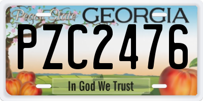 GA license plate PZC2476