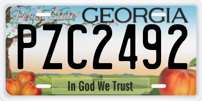 GA license plate PZC2492